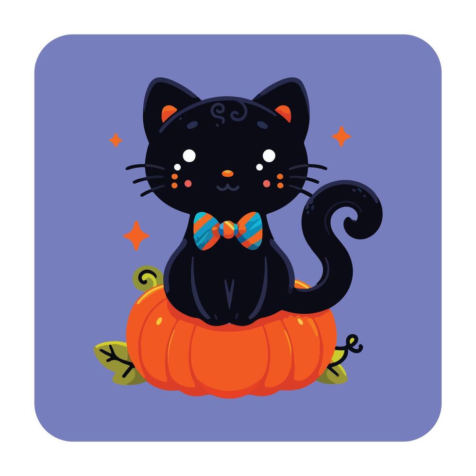 Smiling Black Cat with a Bow Tie 1 vector