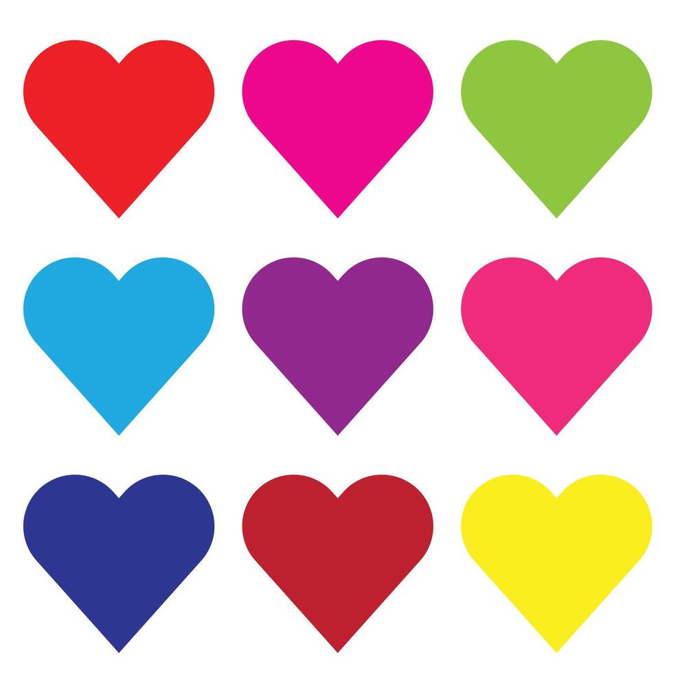 Colorful Love hearts shape illustration with white background vector