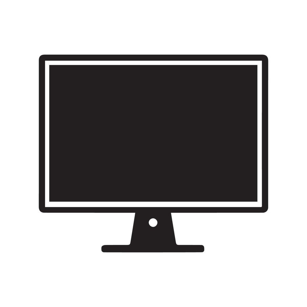 Desktop monitor silhouette with white background vector