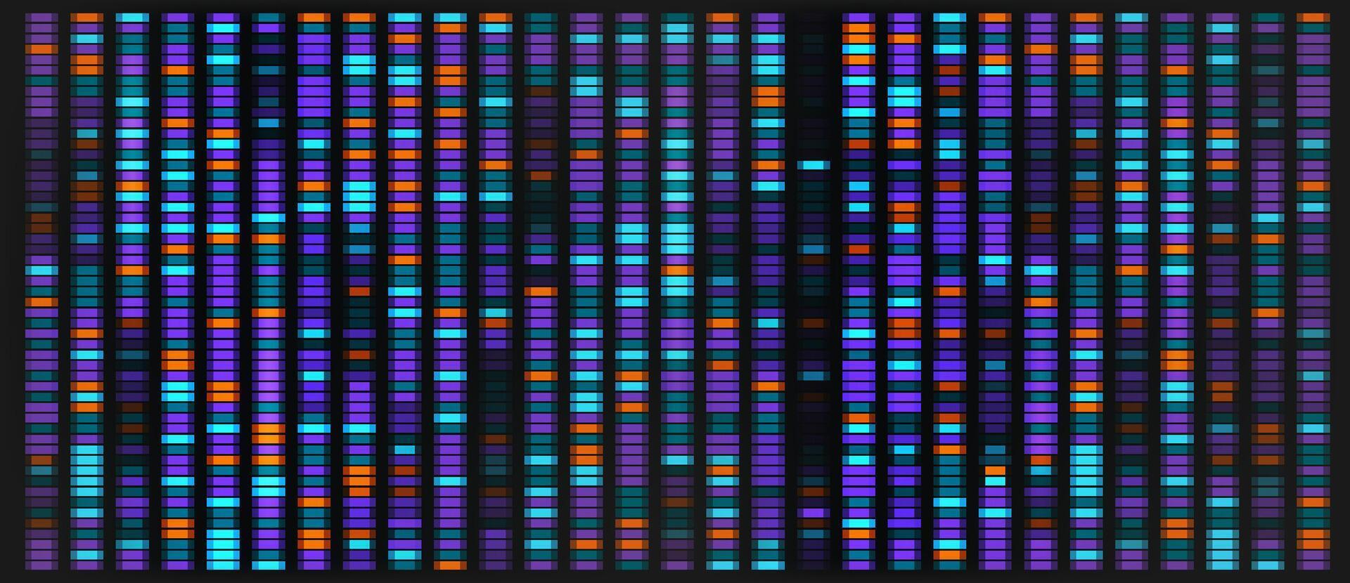 Dna sequencing map. Genetic chromosome data visualization with pattern background. Abstract gene graphic architecture for infographic analytics. Research marker profile mapping wallpaper. vector