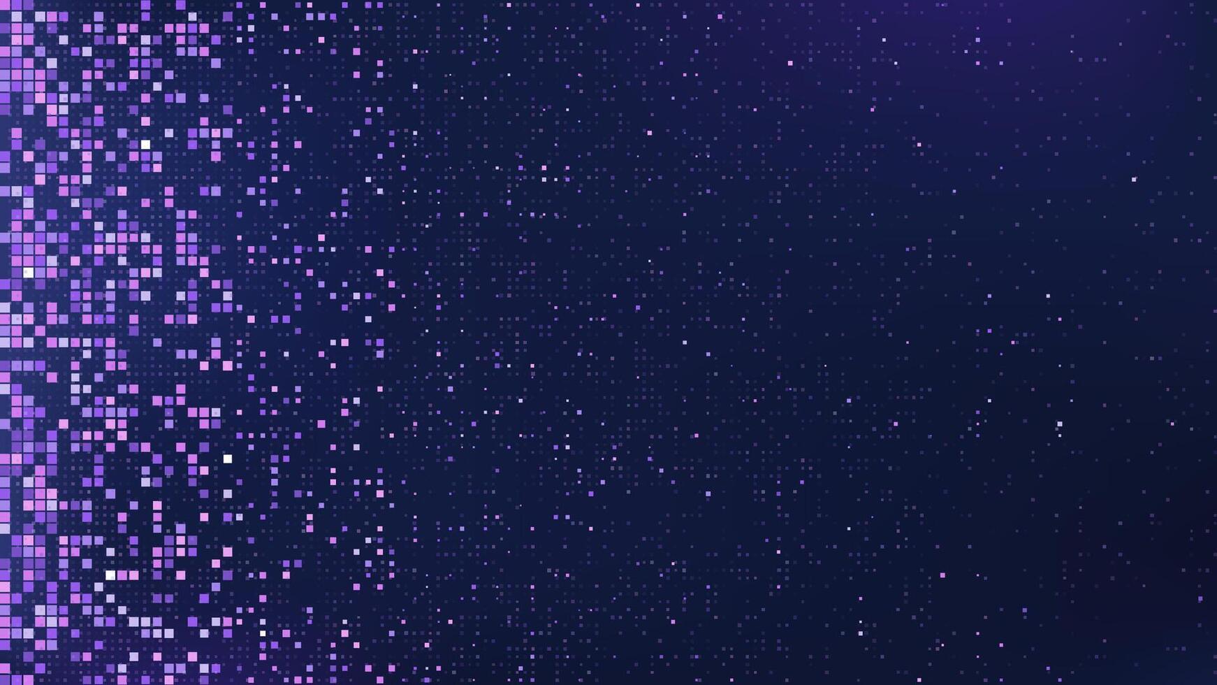 Abstract pixel texture pattern. Tech ai bg with square data block frame. Techno innovation gradient metaverse wallpaper. Random quadrangle tv screen concept. Network fade with pink and purple cube. vector