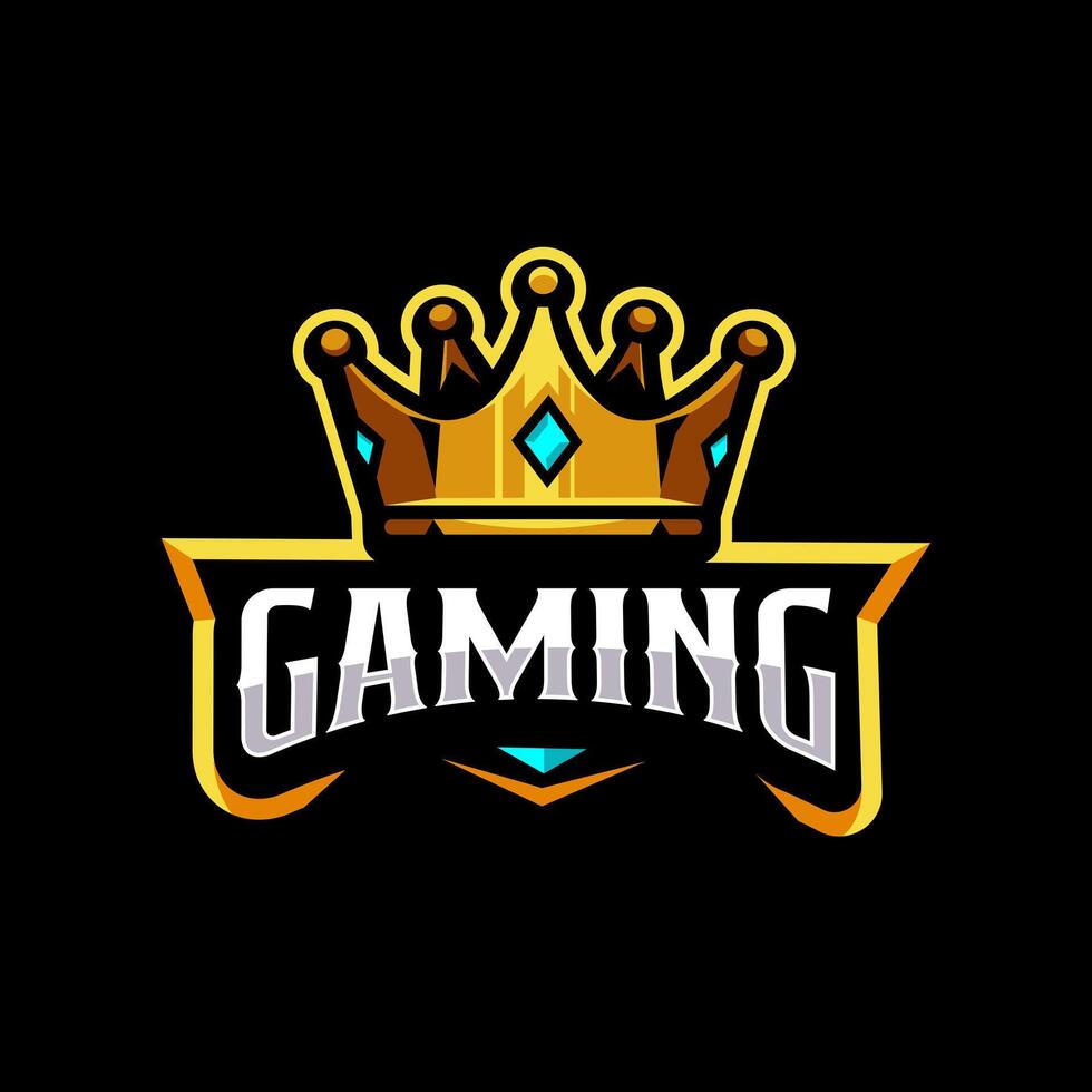 King Gaming Logo with Crown and Gemstone vector