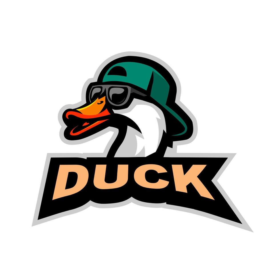 Duck wearing hat cool mascot logo vector