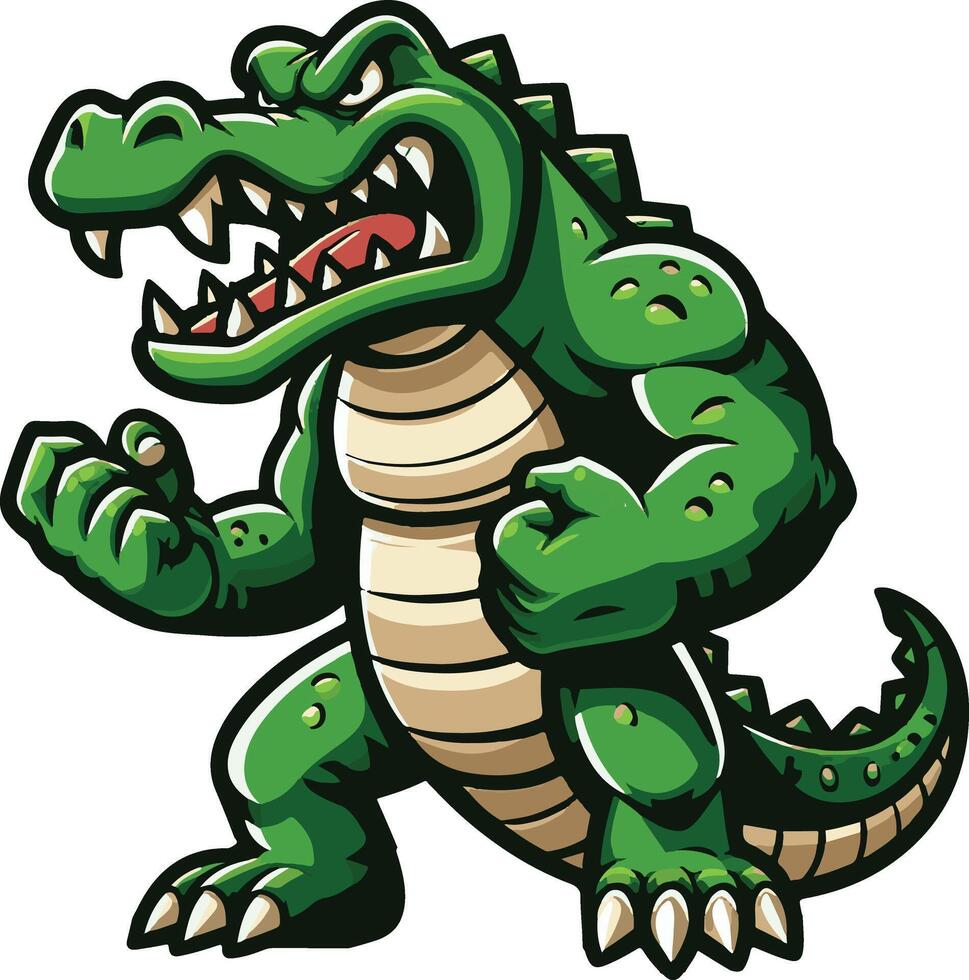 A cartoon alligator mascot with his mouth open vector