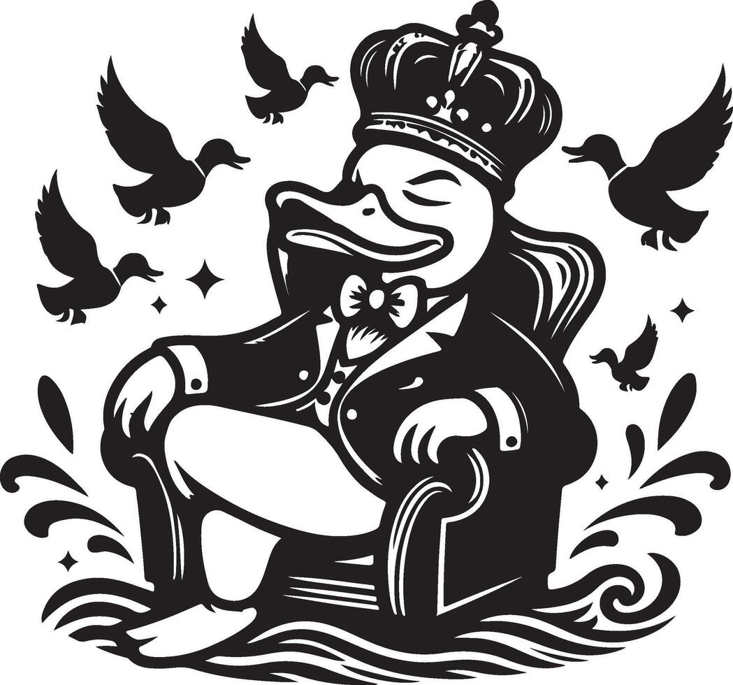 King duck mascot design vector