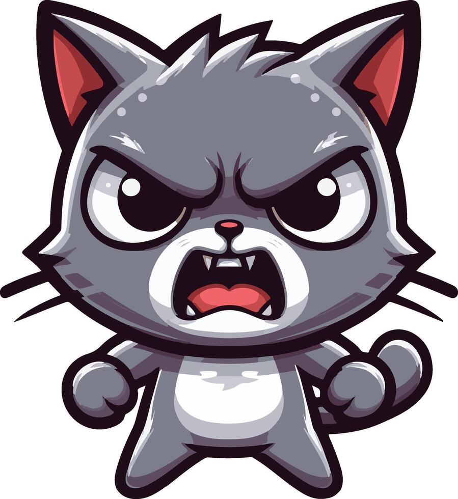 Angry cartoon cat illustration vector