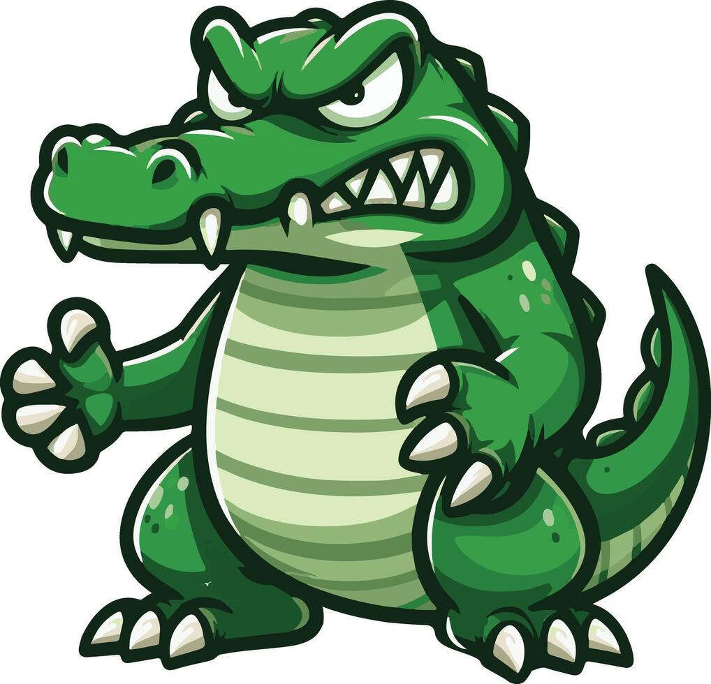 An angry alligator cartoon character with a big mouth vector