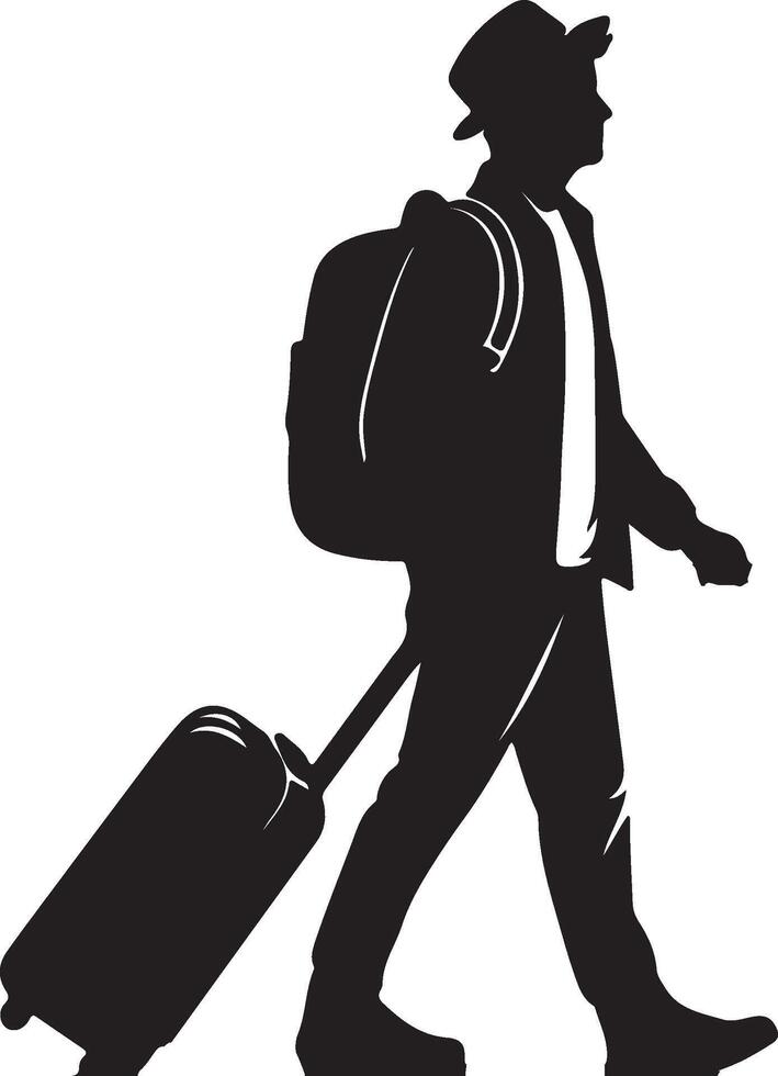 Man traveling silhouette design vector