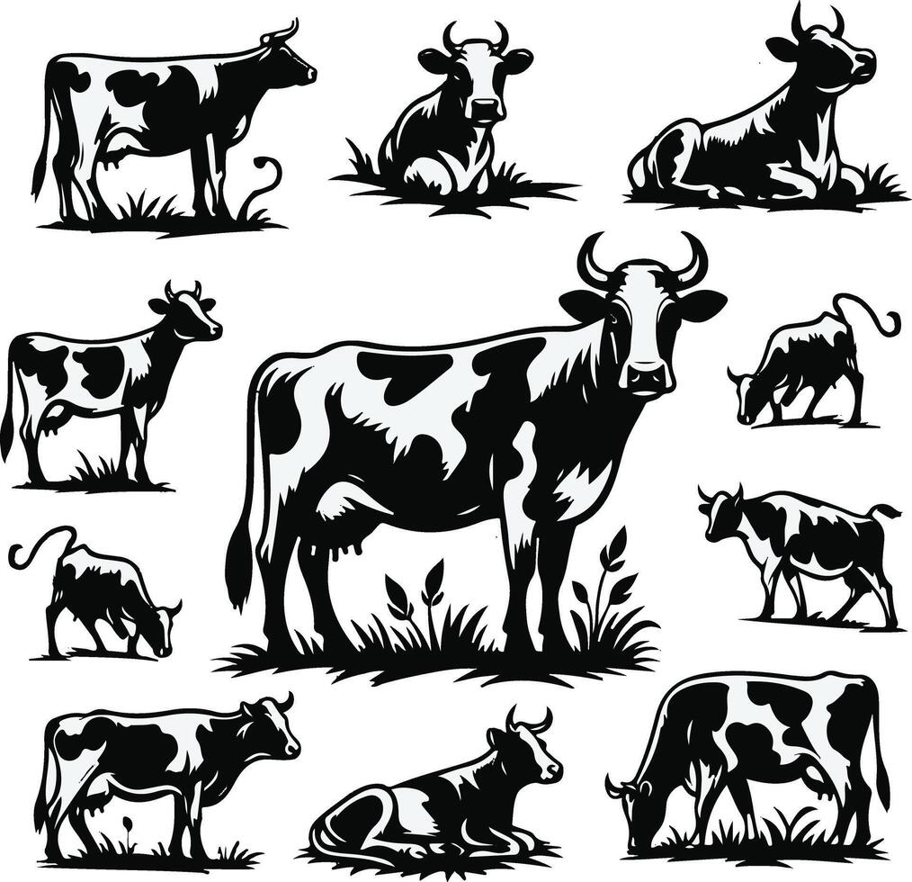 Cow silhouette shape design vector