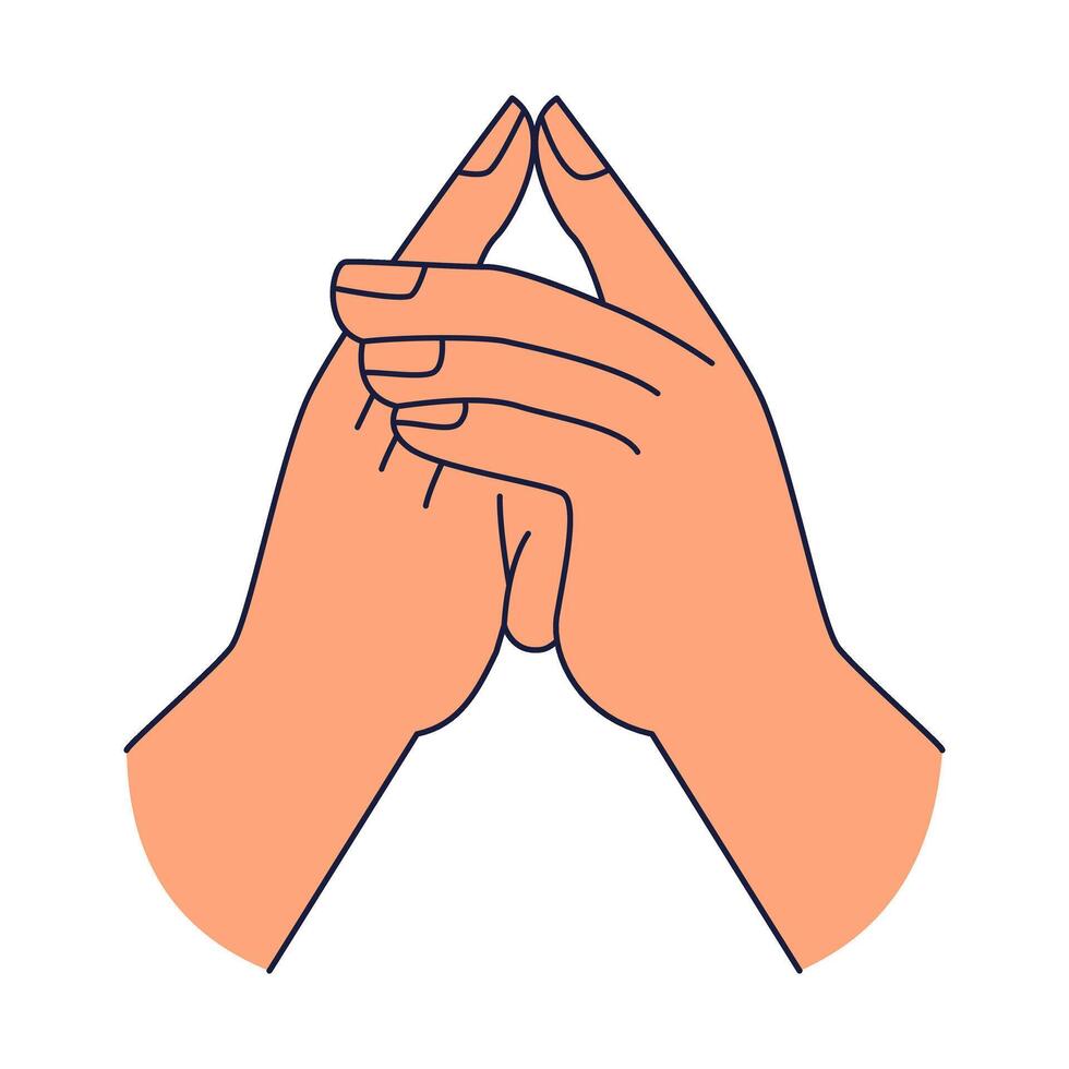 Simple Kshepana Mudra liberation hand gesture hasta sanskrit word for hand in cartoon doodle style isolated on white background vector