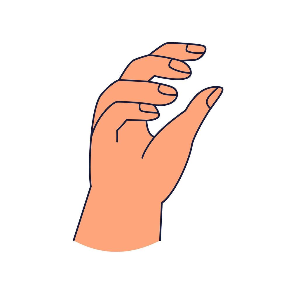 Simple Bhumisparsha Mudra of enlightenment hand gesture for meditation hasta sanskrit word for hand in cartoon doodle style isolated on white background vector
