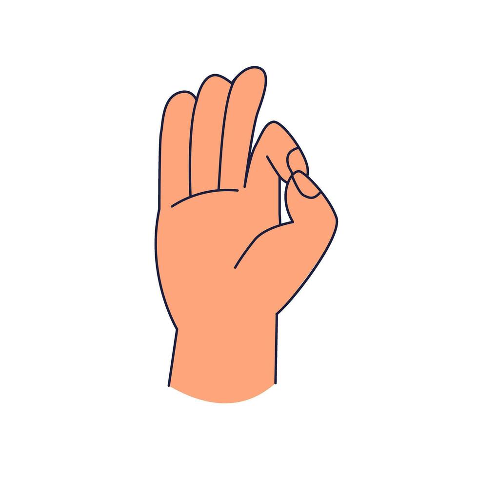 Simple Gyan Mudra hand gesture hasta Sanskrit word for hand in doodle cartoon style isolated on white background vector