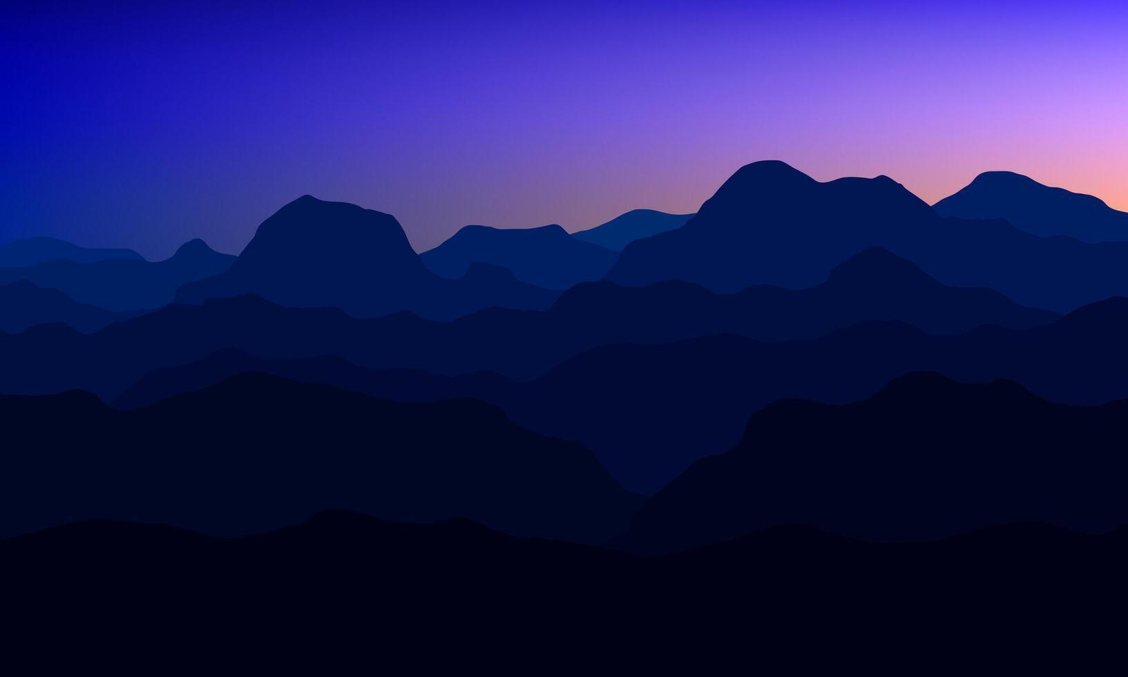 illustration of dark mountain scenery at sunset vector