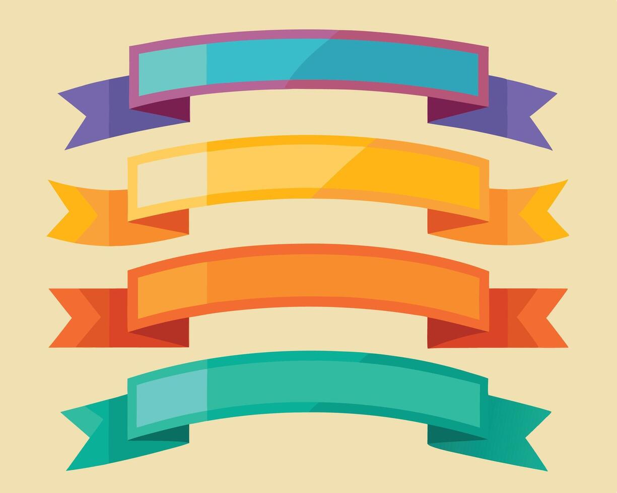 flat ribbon banner set illustration vector