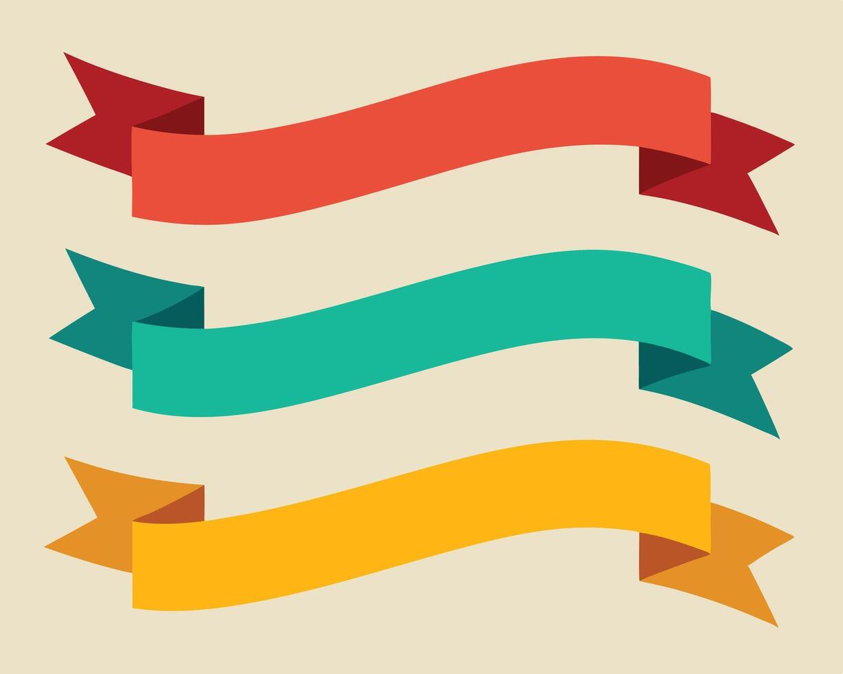 Three colorful ribbons on a beige background vector