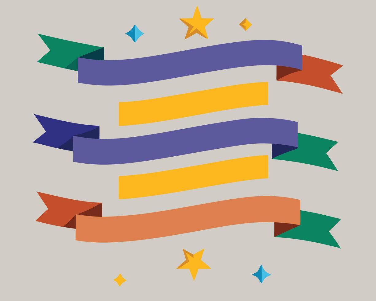 Ribbons with stars and stars on a gray background vector