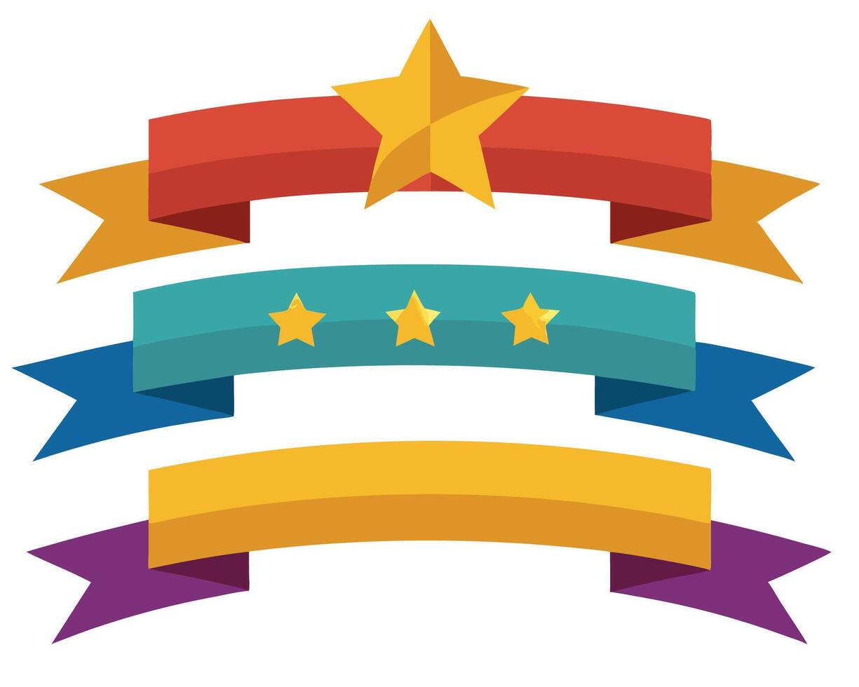 Three colorful ribbons with stars on them vector