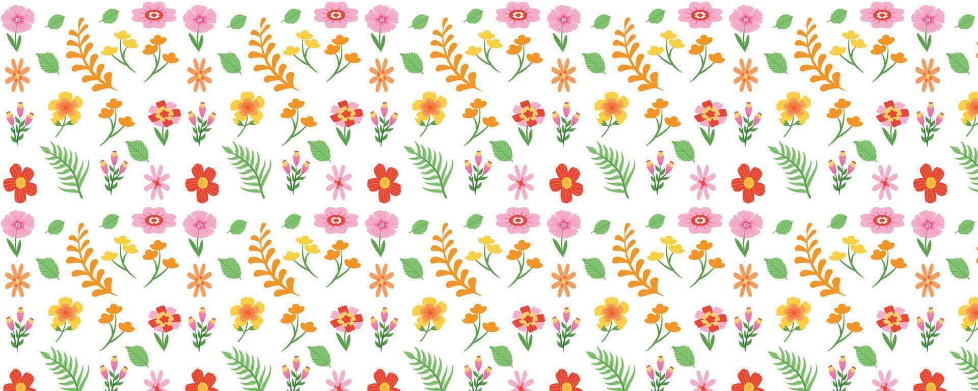 A colorful floral pattern with flowers and leaves vector