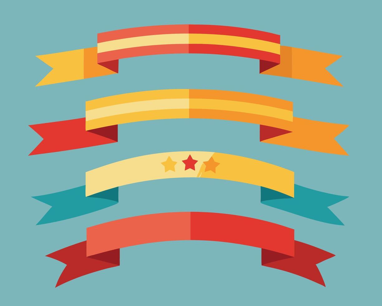 flat ribbon set with stars and stars illustration vector