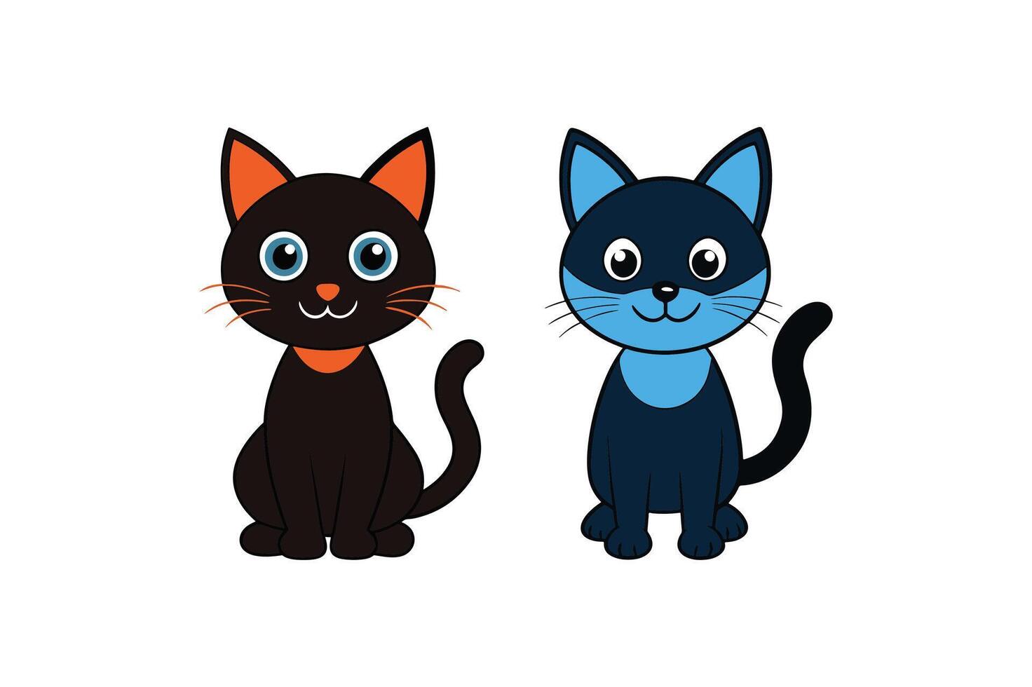 Two black and blue cats are sitting side by side vector