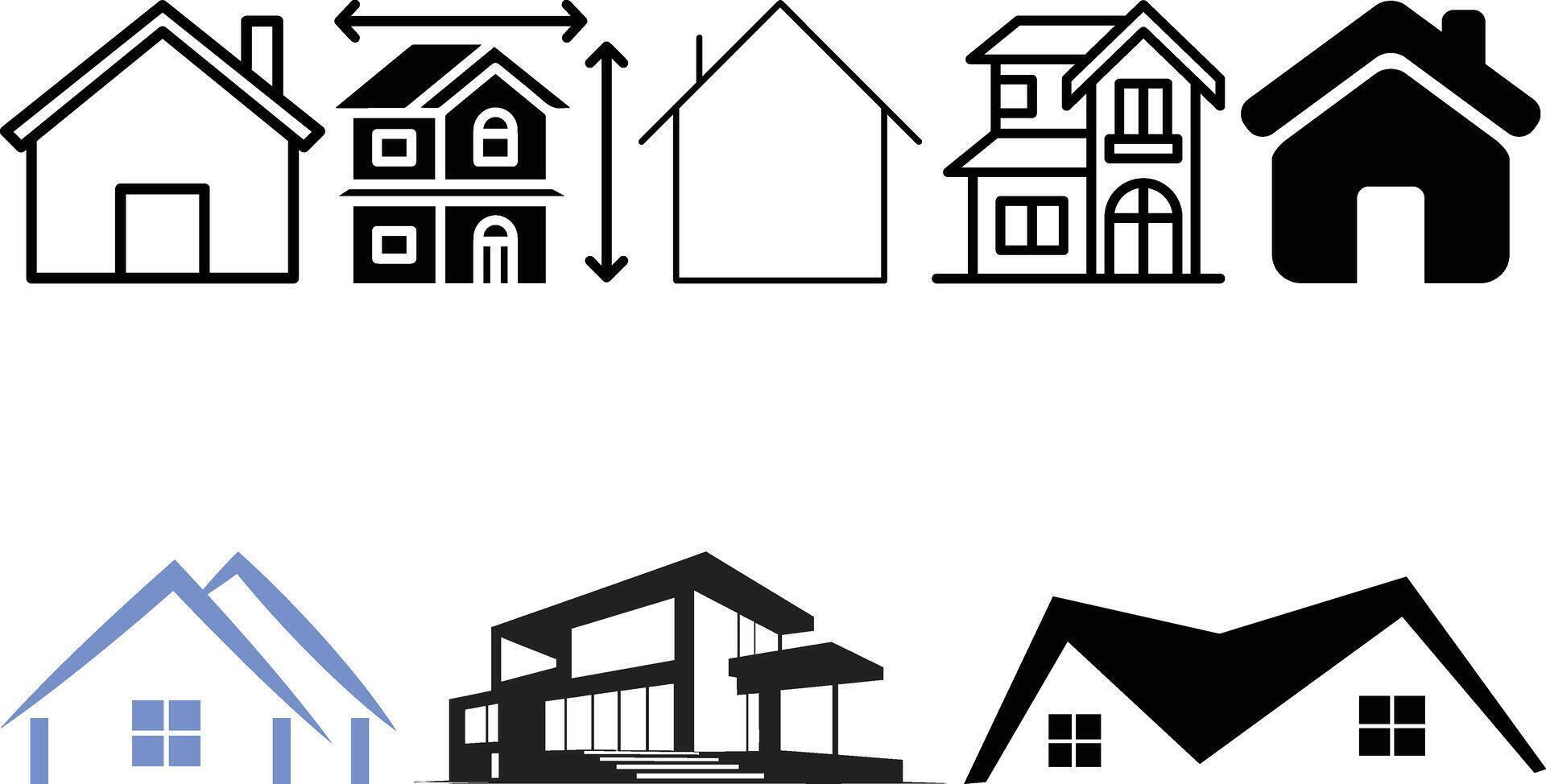 popular house icon set collection graphic vector