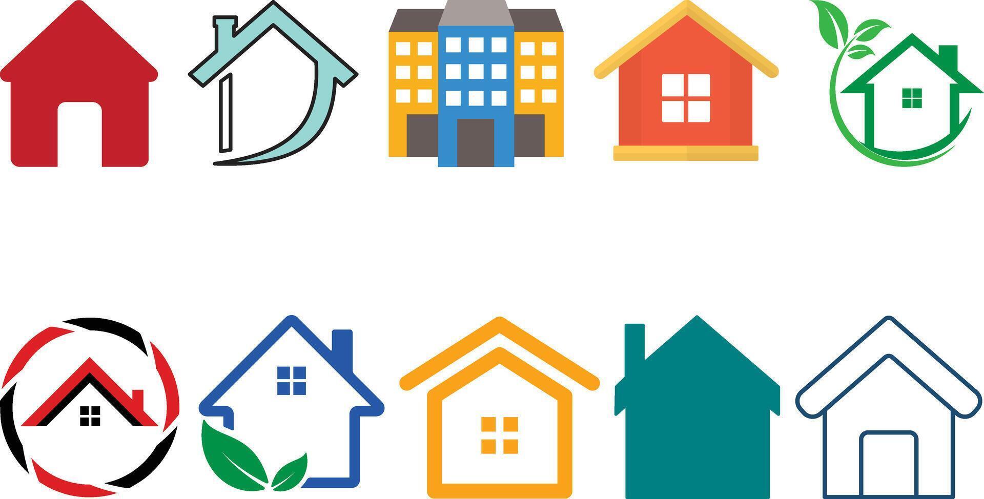 popular house icon set collection graphic design vector