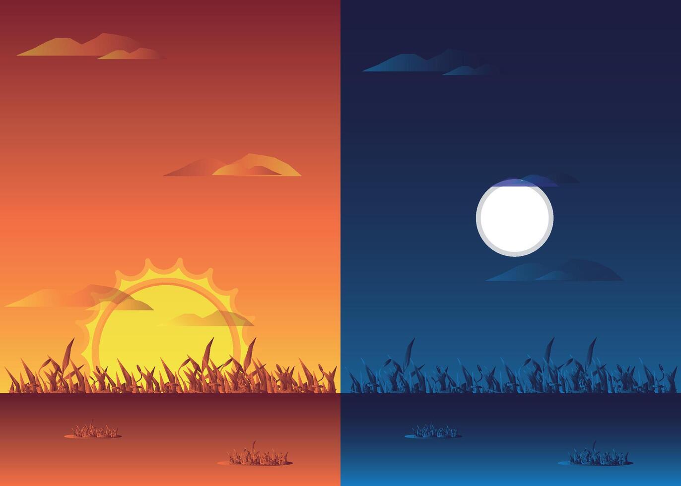 Sunset and Night Portrait Background vector
