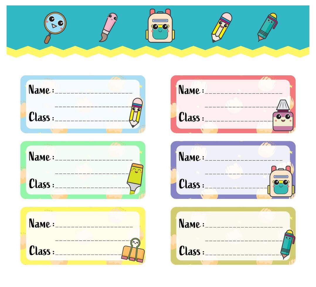 Notebook Label with Stationery Icons vector