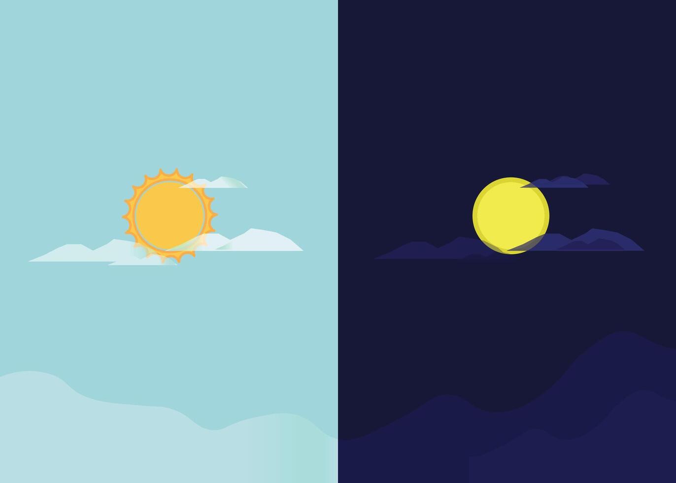 Sky View in Day and Night Background vector