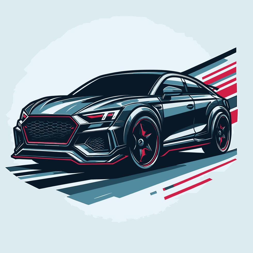 The audi rs3 is shown in a racing car design vector