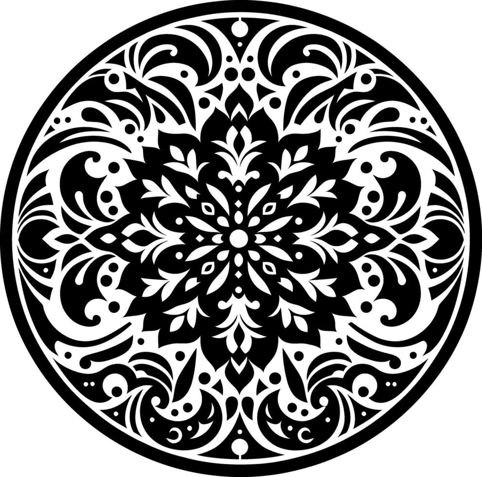 cirlce floral mandala design for coloring books with black and white background vector