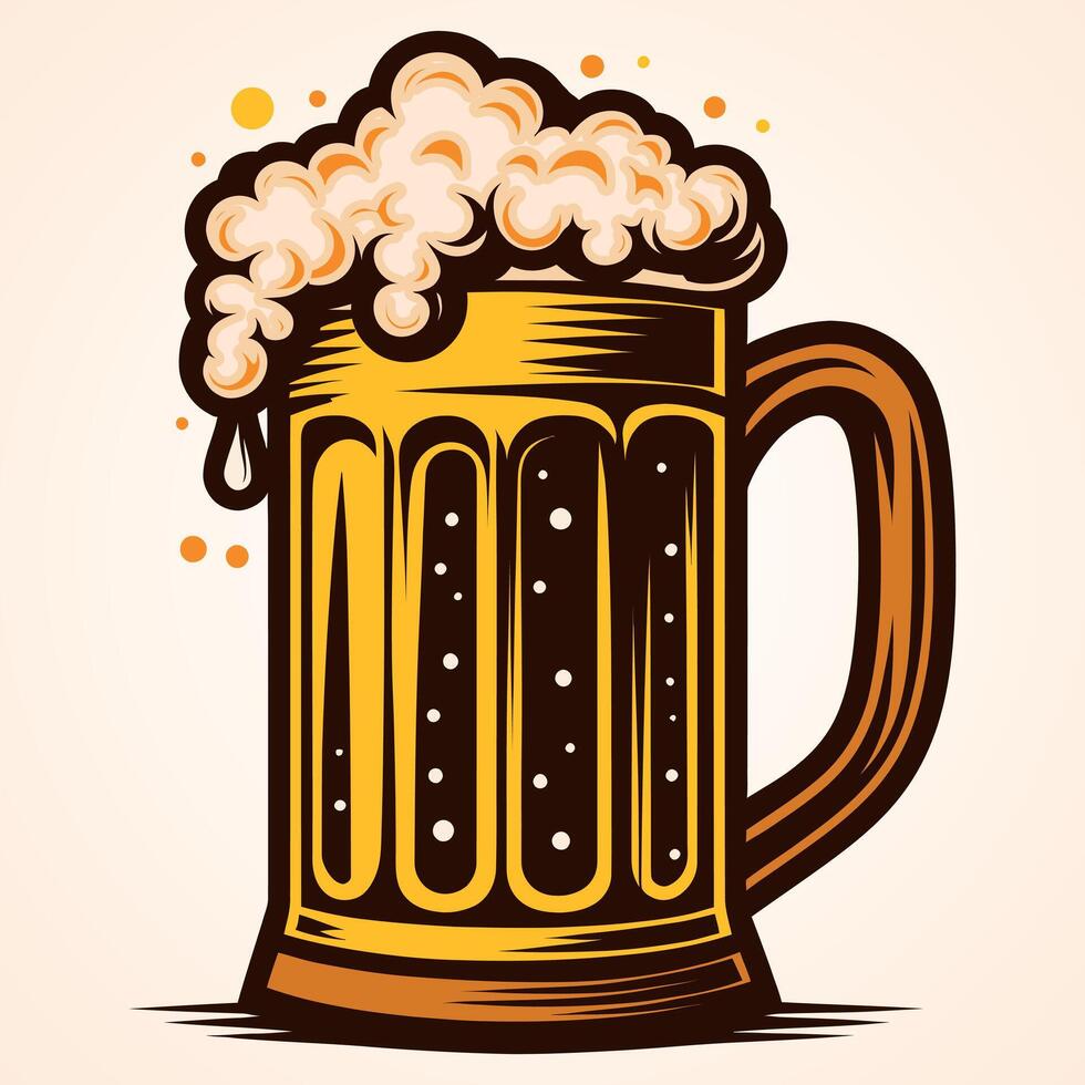 Beer mug with foam illustration isolated on white background vector