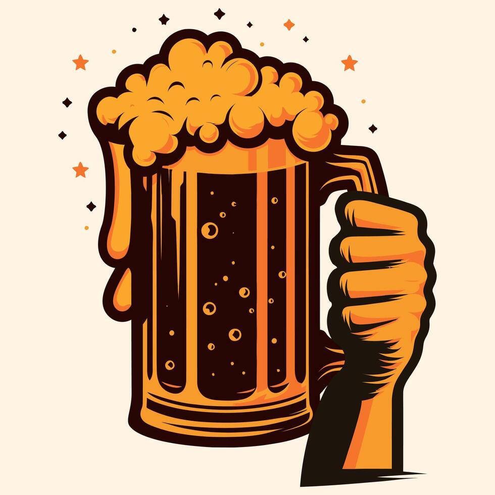 beer mug with beer foam beer celebration illustration template design vector