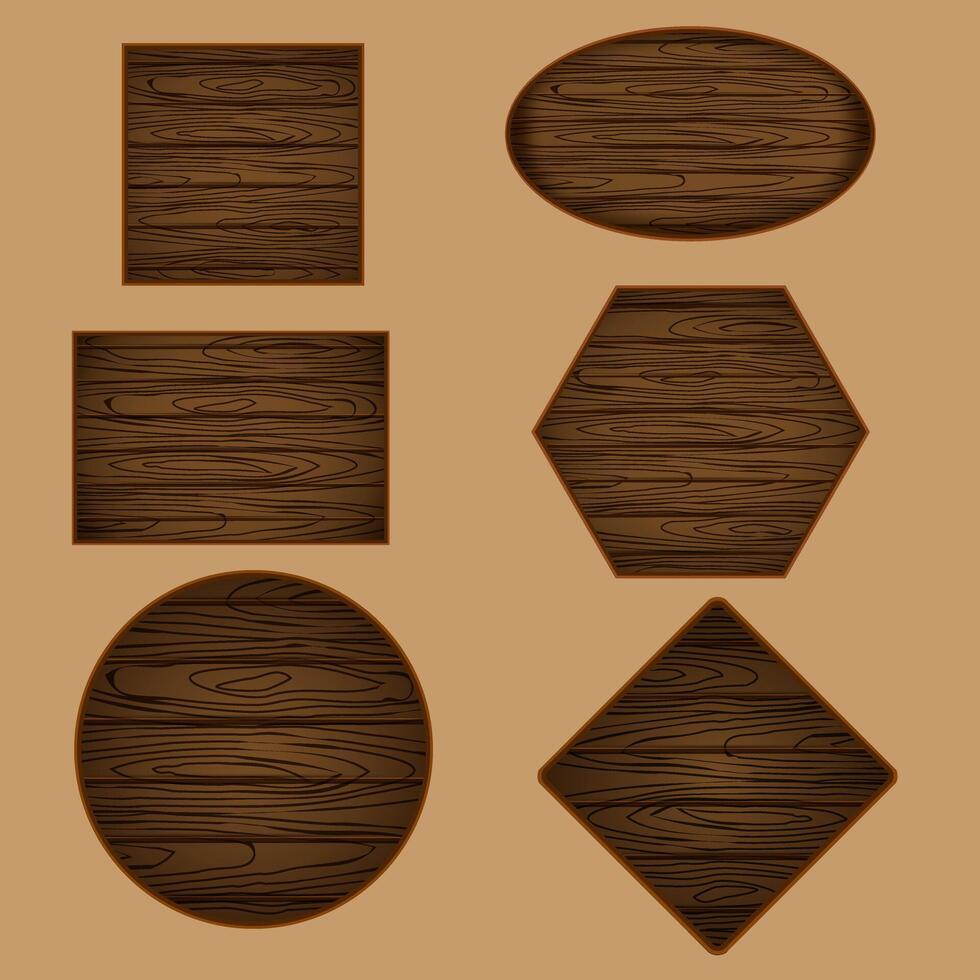 collection of geometric shapes with realistic imitation of wood texture vector