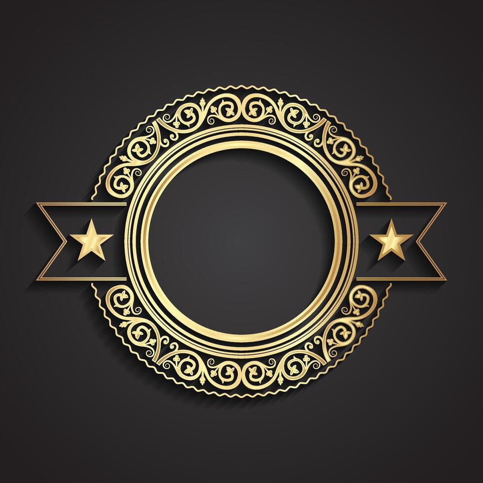 3d golden ornamental label vector