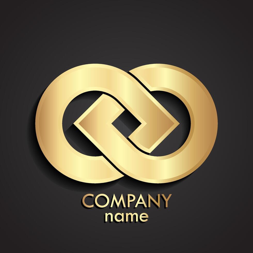 3d golden double logo vector