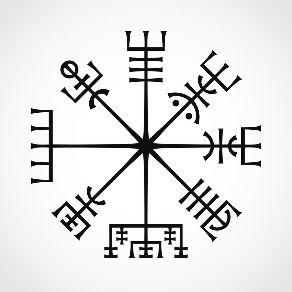 vegvisir traditional runic viking symbol ornament vector