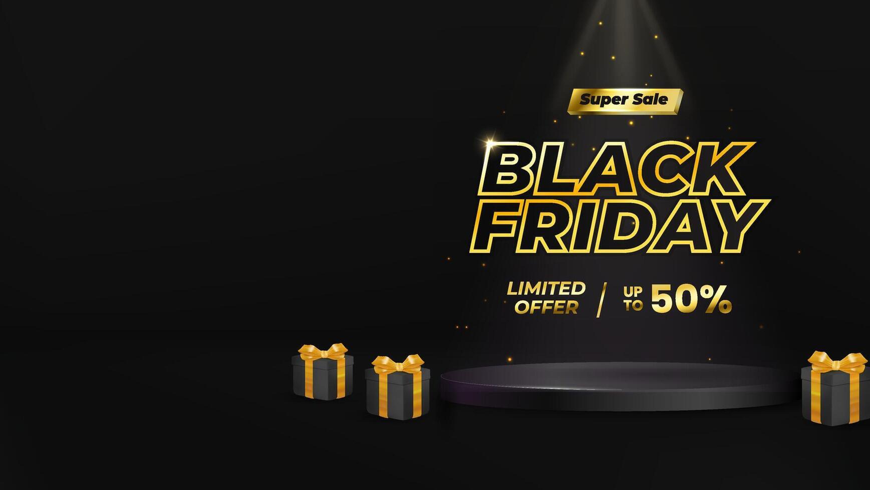 Black friday sale with 3d gift box and podium suitable for advertising, banner, displaying your products vector
