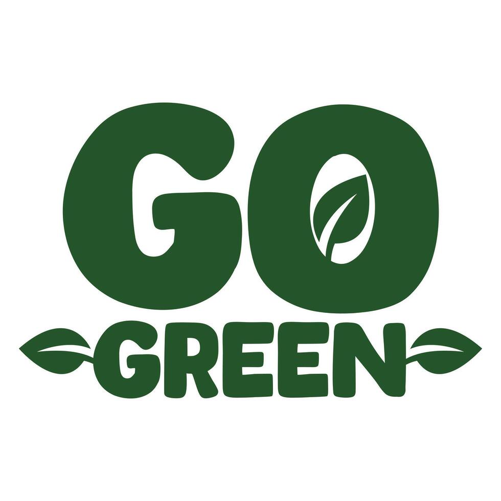 Go green icon illustration. green pin with plant leaf and message inside - motivation vector