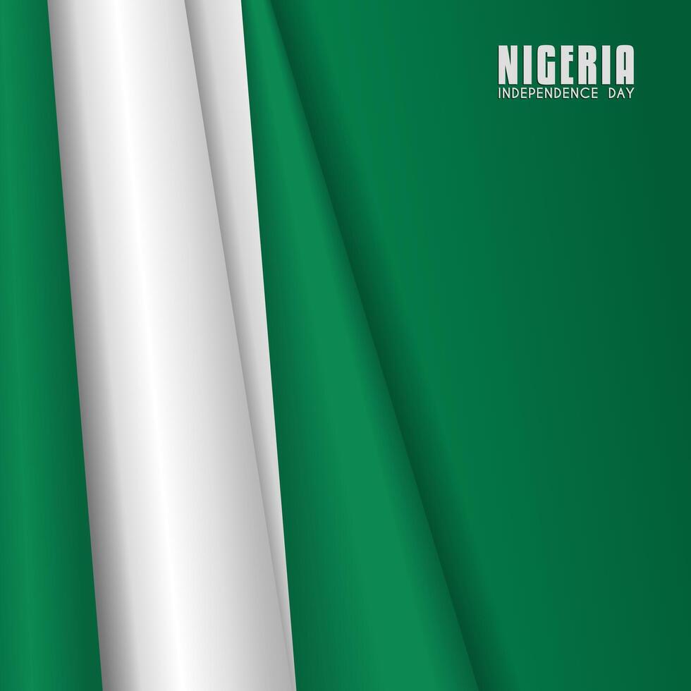 Wavy Nigerian flag on a green background. Suitable template for Nigeria independence day vector