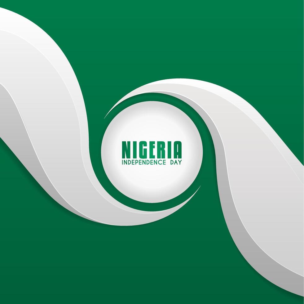 Nigeria Independence Day, green background design with a circle in the middle and waves around it vector