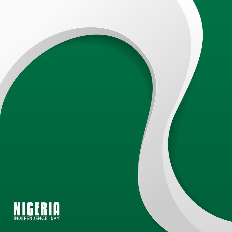 Nigeria Independence Day, with Wavy 3d white shape design in green background vector