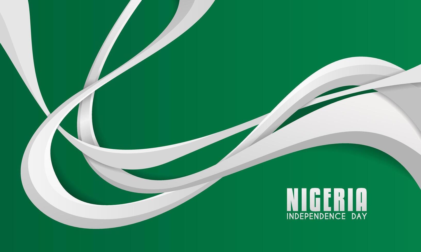 3d shapes in white on a green background. Nigeria independence day vector