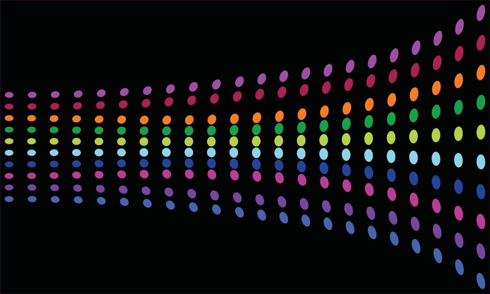 Dynamic and colorful rainbow dot pattern on a black background vector