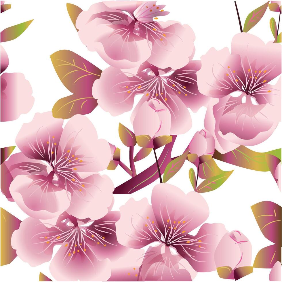 Cherry Blossom Seamless Pattern vector