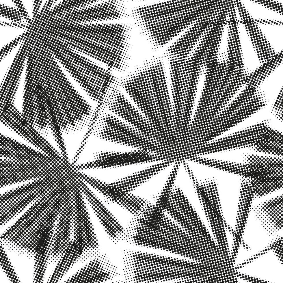 Modern halftone palm leaf seamless pattern in black and white for stylish textile design vector