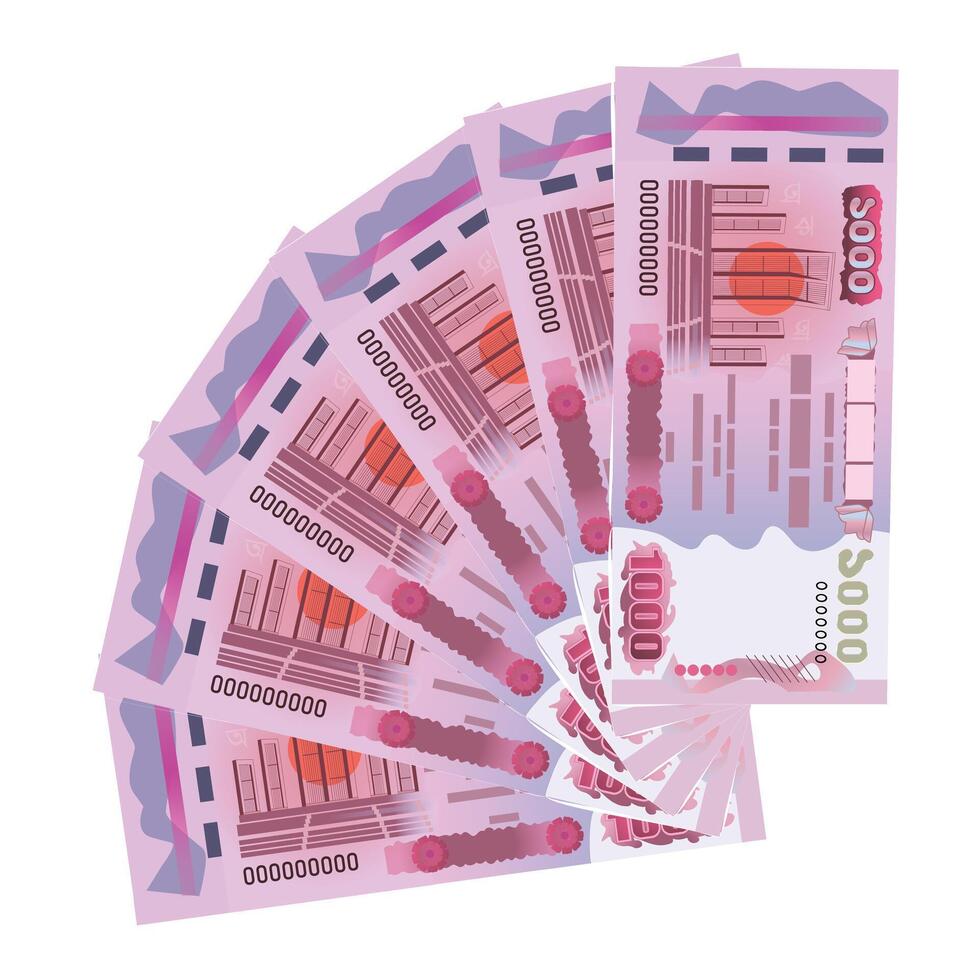 Sample of Bangladeshi currency note illustration. Paper money in BDT on white background vector