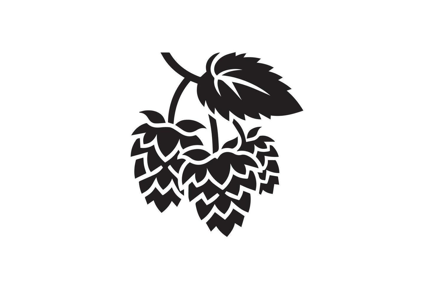 A black and white logo of hops vector
