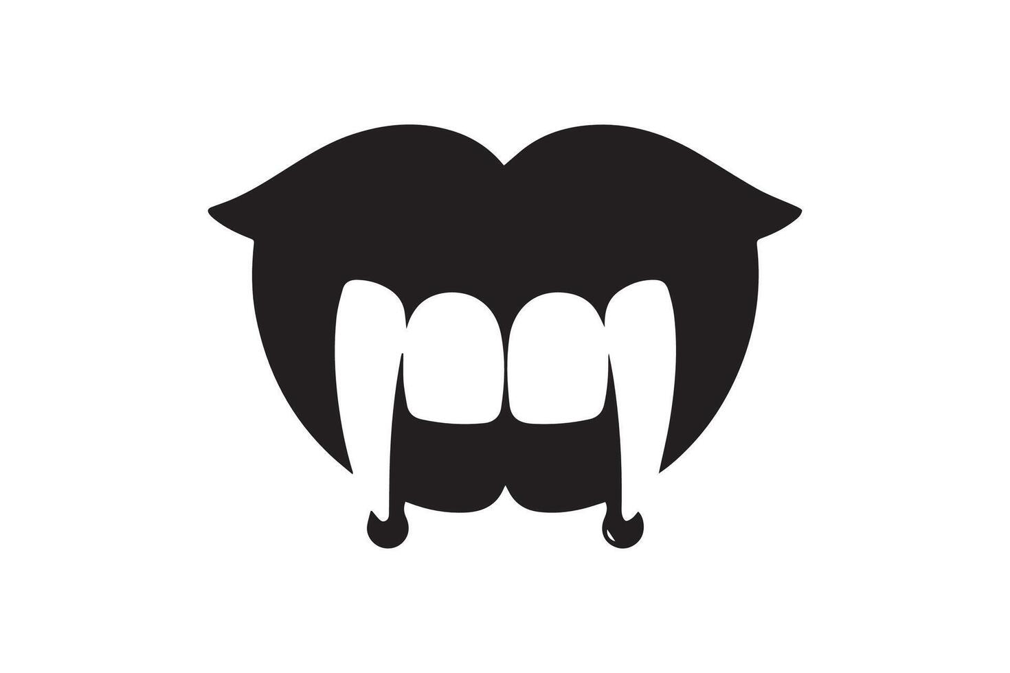 The mouth of a vampire is shown in black and white vector