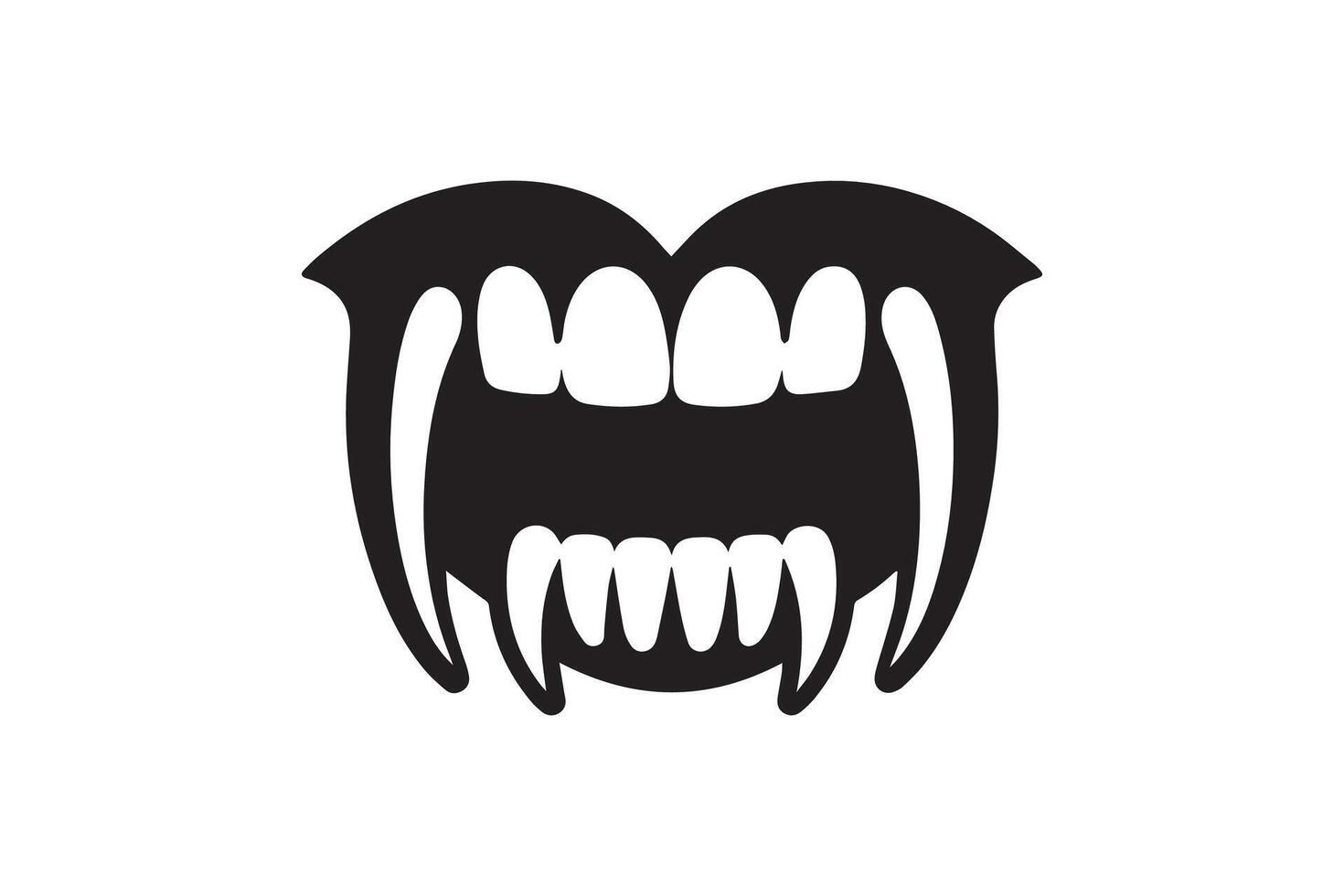 A black and white illustration of a vampire's mouth vector